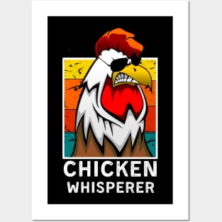 Chicken Whisperer of cool rooster wearing sunglasses Posters and Art